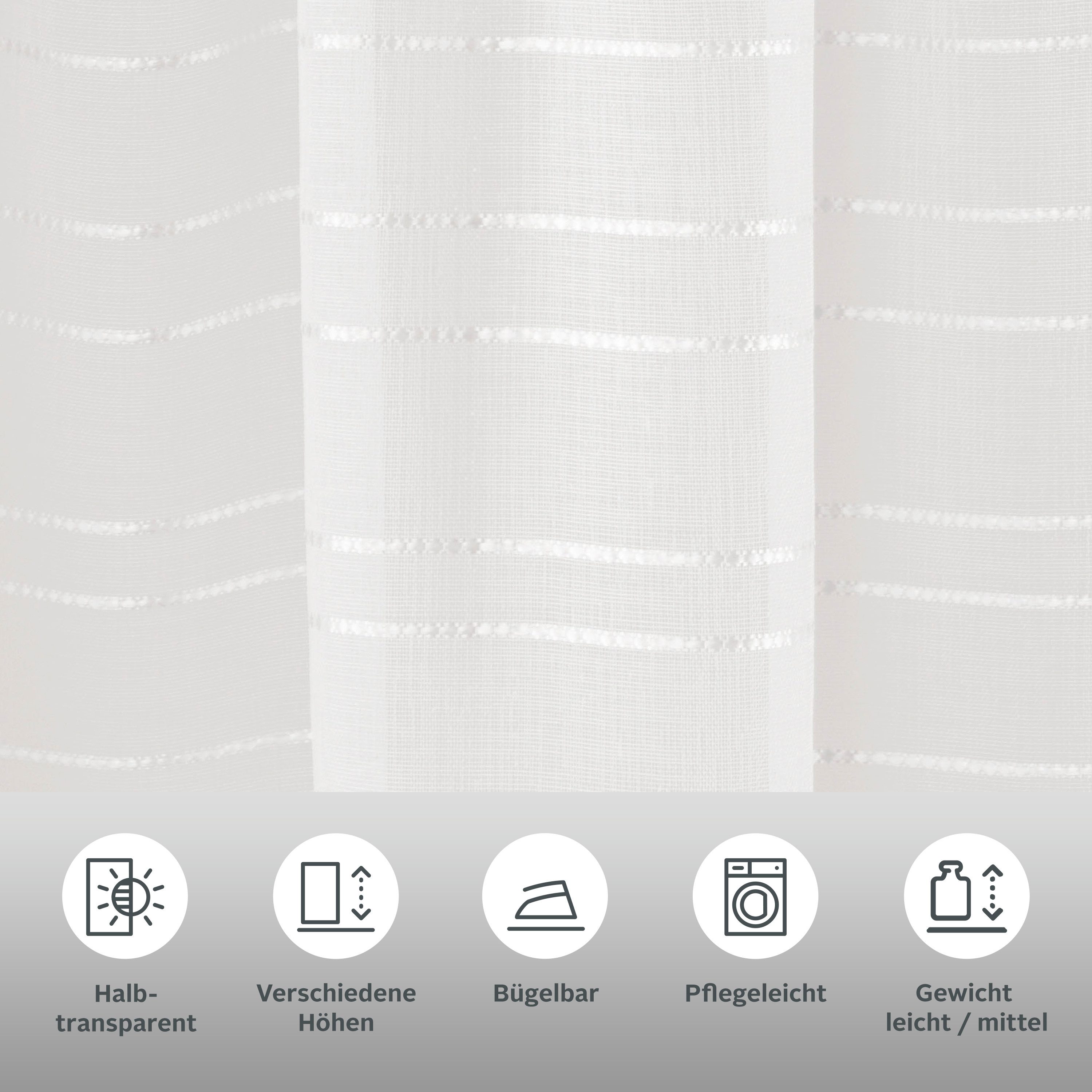 Bruno Banani Gardine Linus (1 St), Kräuselband, halbtransparent, 1 Schal, e günstig online kaufen