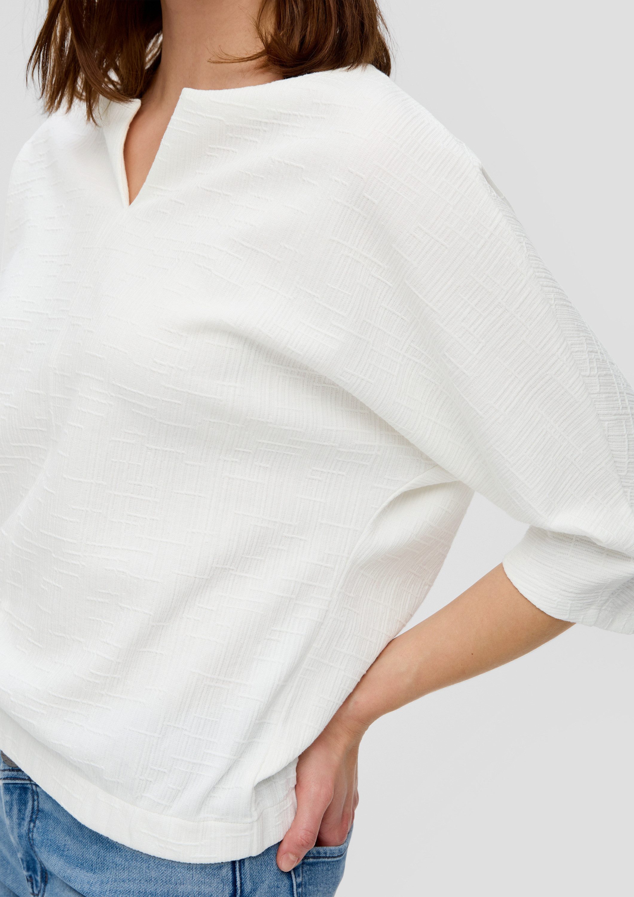 s.Oliver 3/4-Arm-Shirt T-Shirt Jerseyshirt mit O-Shape und Musterstruktur
