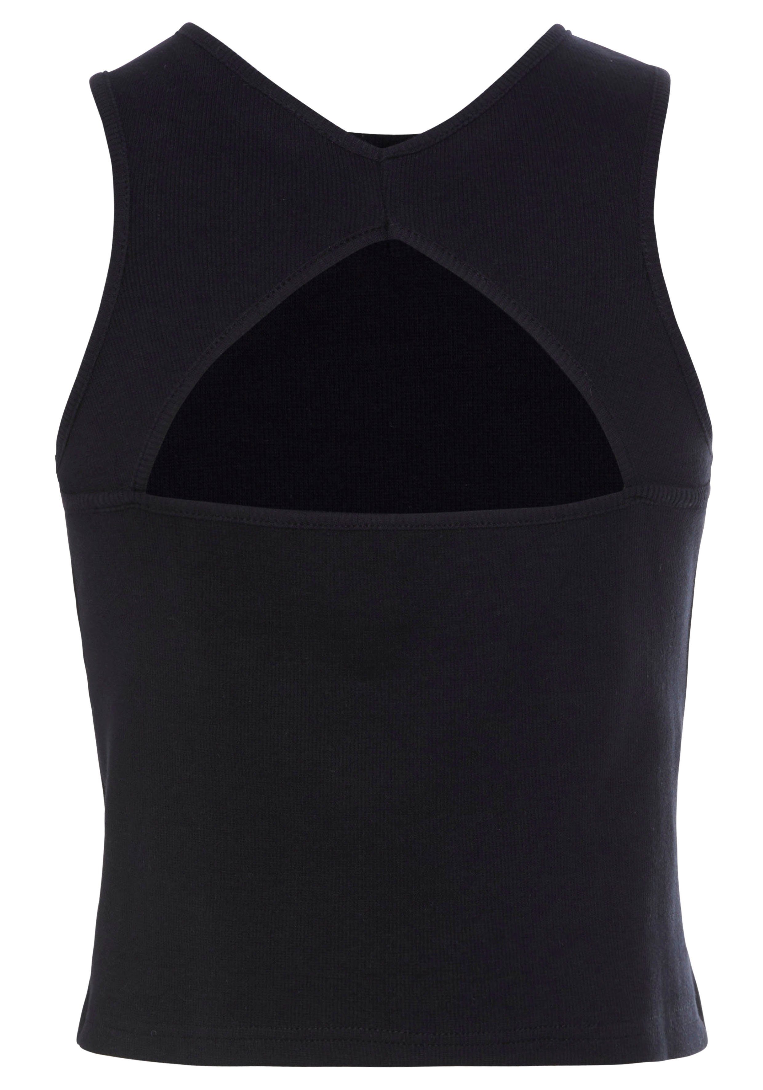 s.Oliver Ripptanktop mit Cut-outs im Rücken, sportliches Damentop aus elast günstig online kaufen