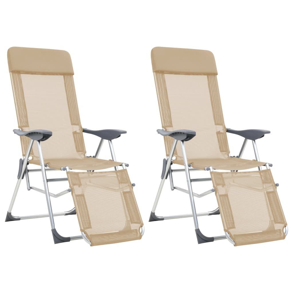 vidaXL Gartenstuhl Klappbare Liegestühle mit Fußteil 2 Stk. Creme Textilene (2 St) Creme | Creme | Stühle