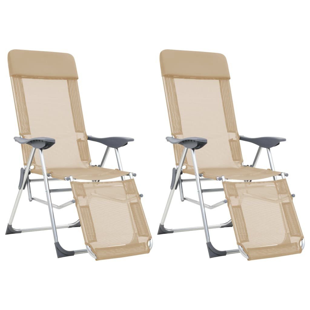 vidaXL Gartenstuhl Klappbare Liegestühle mit Fußteil 2 Stk. Creme Textilene (2 St)