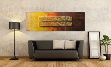 WandbilderXXL XXL-Wandbild Golden Afterglow 210 x 70 cm, Abstraktes Gemälde, handgemaltes Unikat