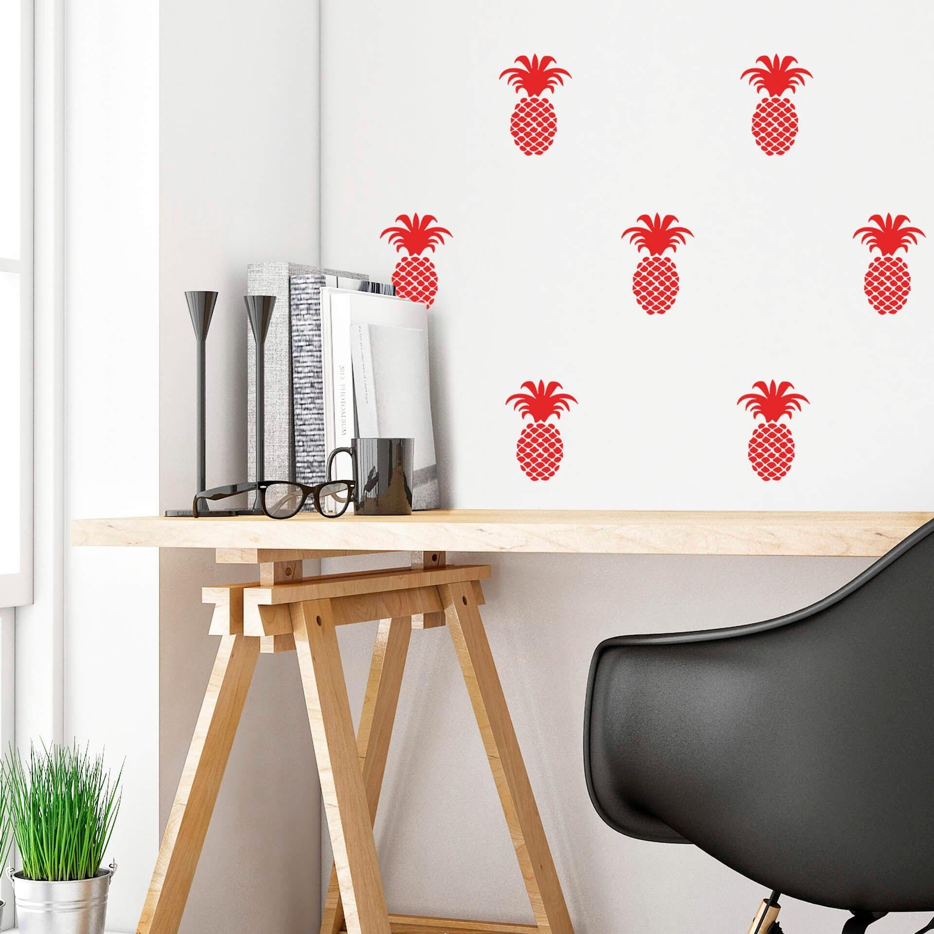 Wall-Art Wandtattoo Ananas Set rot | Natur-Wandtattoos