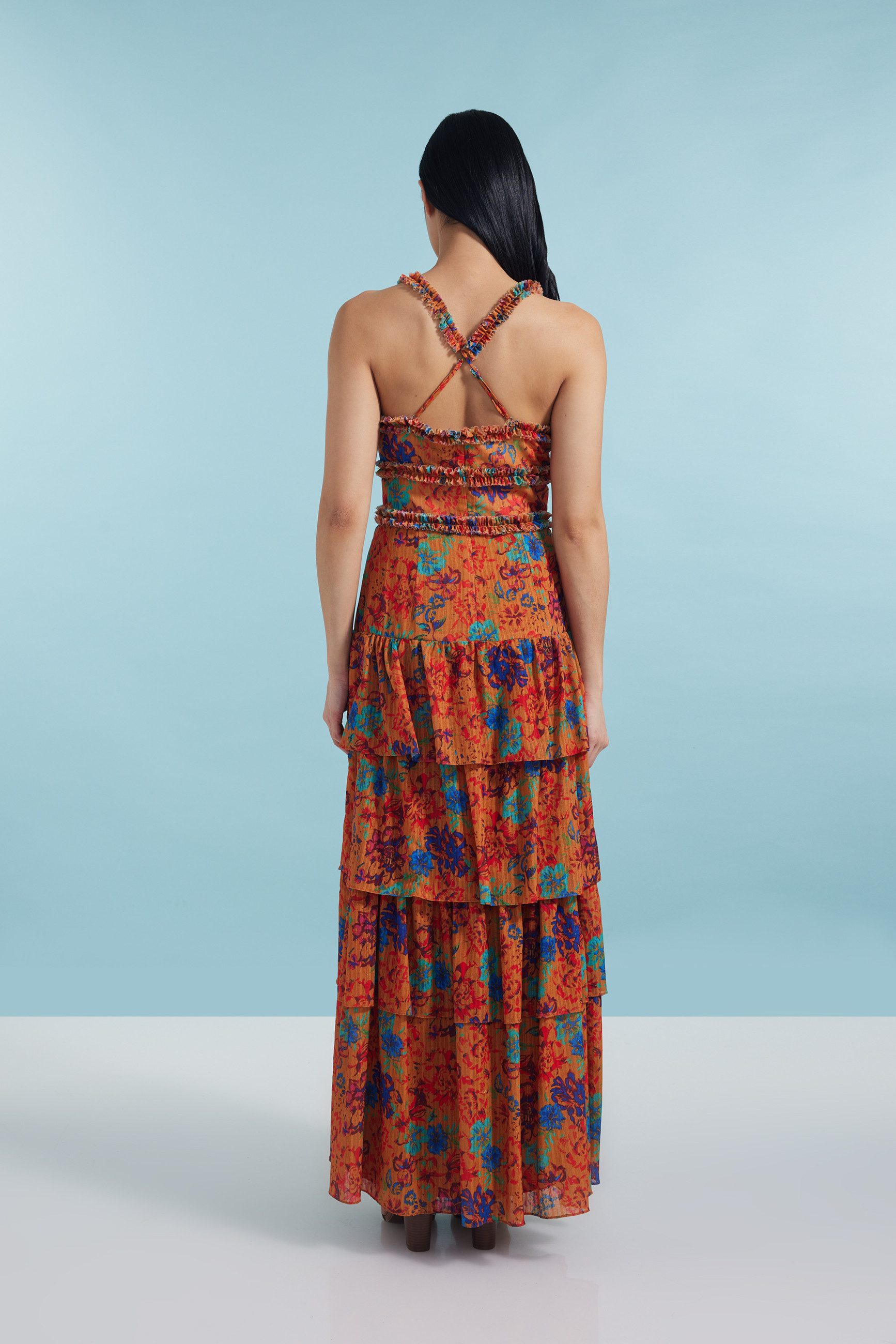 ADLYSH Sommerkleid Orange Ruffle Dress