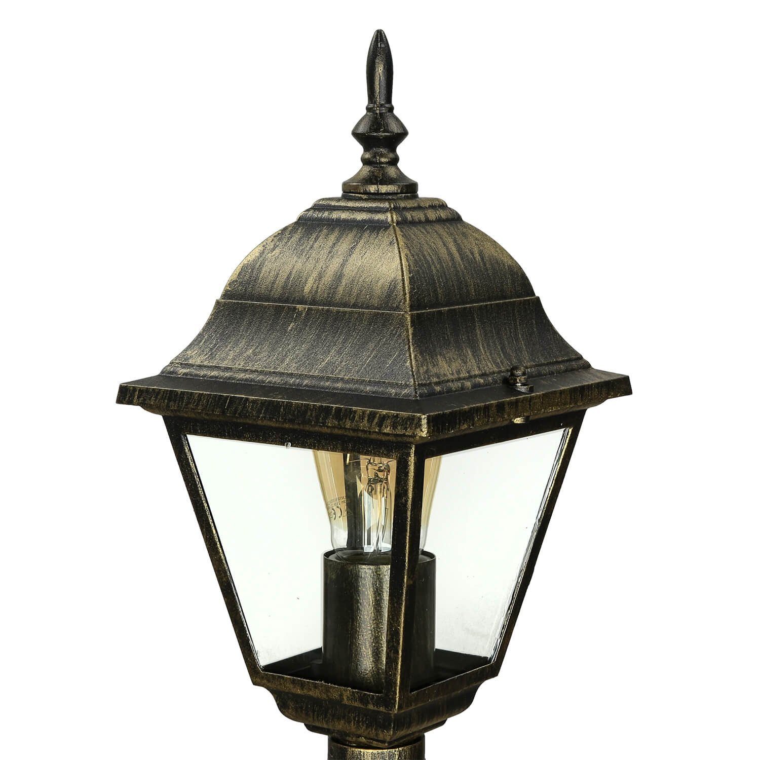 Gold Außen-Stehlampe 103 ohne Garten Hof Stehlampe E27 Leuchtmittel, IP44 Glas TIROL, Licht-Erlebnisse außen cm Aluminium