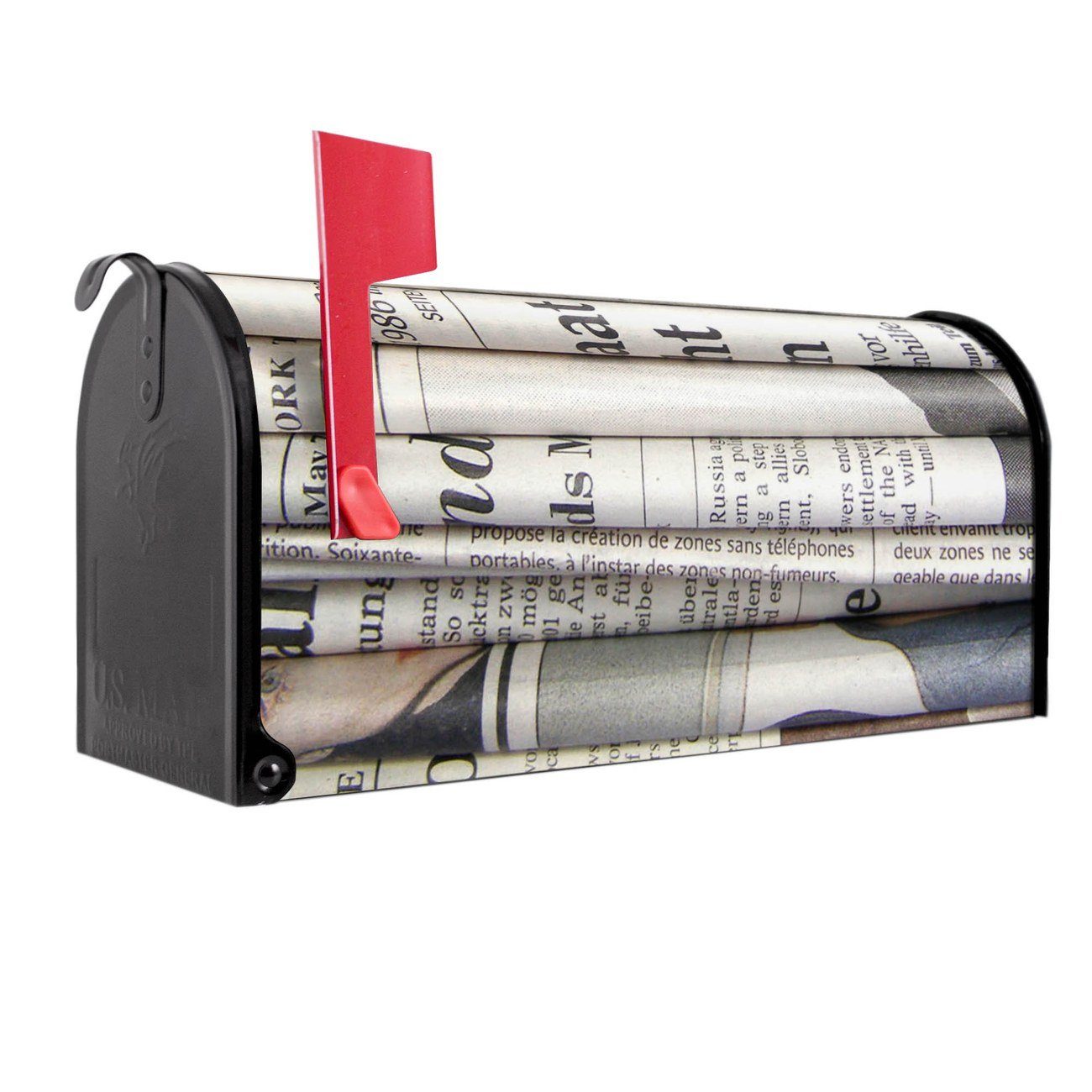 banjado Amerikanischer Briefkasten Mailbox Zeitungen (Amerikanischer Briefkasten, original aus Mississippi USA), 22 x 17 x 51 cm schwarz
