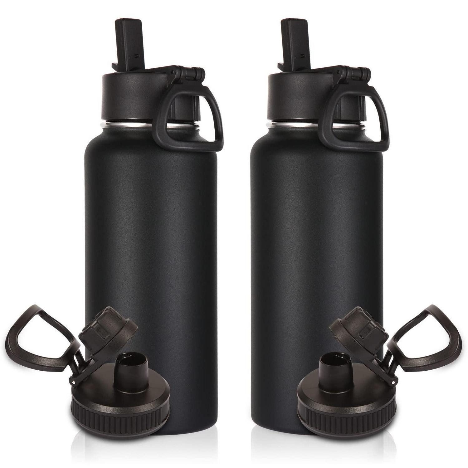LuxusKollektion Isolierflasche Trinkflasche Edelstahl 1000ml Vakuumisoliert mit Strohhalm