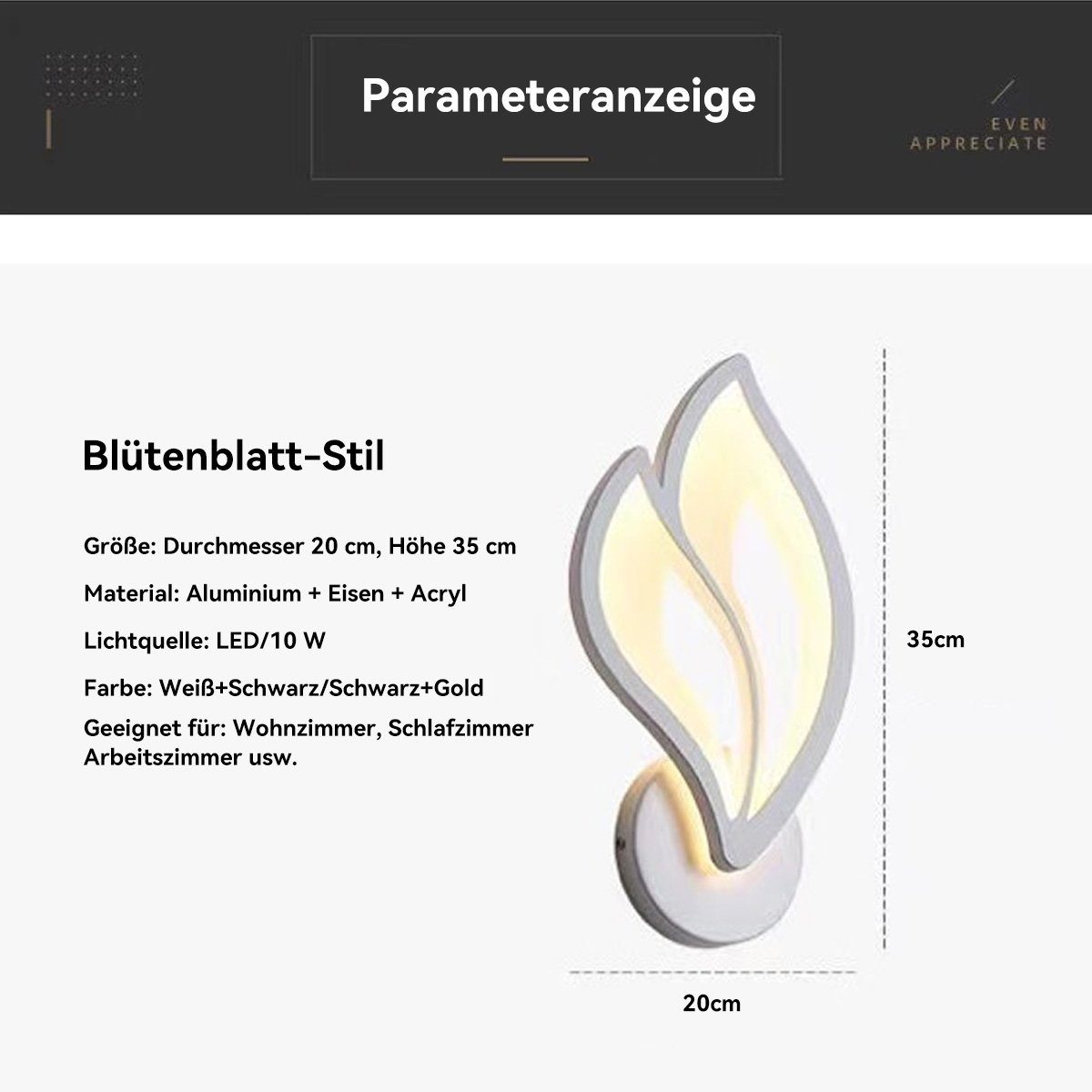 Licht Acryl, Sconce, Wandleuchte aus dimmbare Wall warmes Wandleuchte Einfache DOPWii Petal