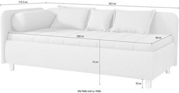 ADA trendline Schlafsofa Kiana, Liegefläche 90/200 cm oder 100/200 cm, Bettkasten, Zierkissen-Set