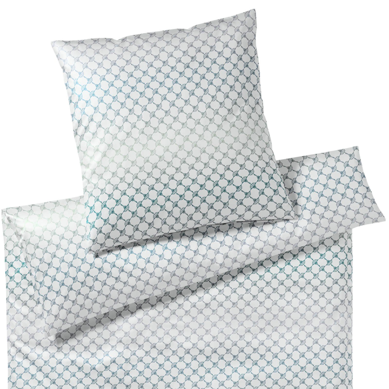 JOOP! Bettwäsche Cornflower Gleam 4106 4 Aqua, Mako-Satin, 3 teilig, Allover-Druck, Farbverlauf