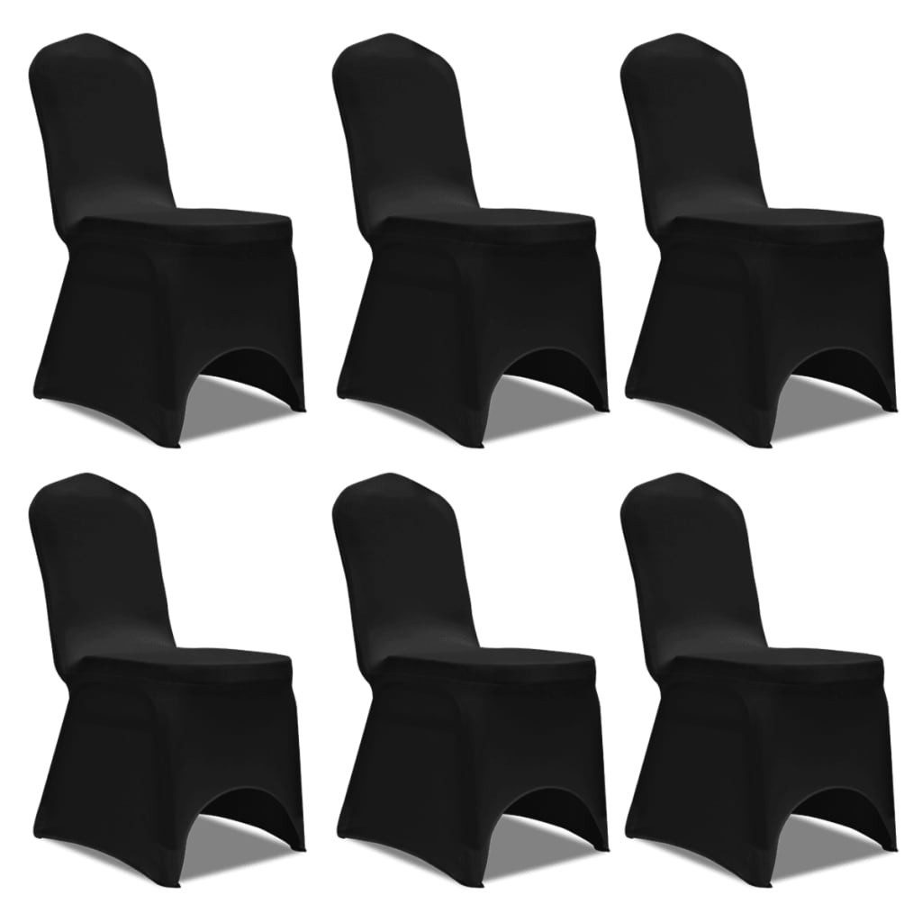 furnicato Hussen-Set Schwarze Stuhlhusse für Stühle bis 100 cm - 6 Stück, Dehnbare Stuhlbezüge aus Stretchstoff für Hochzeiten und Bankette