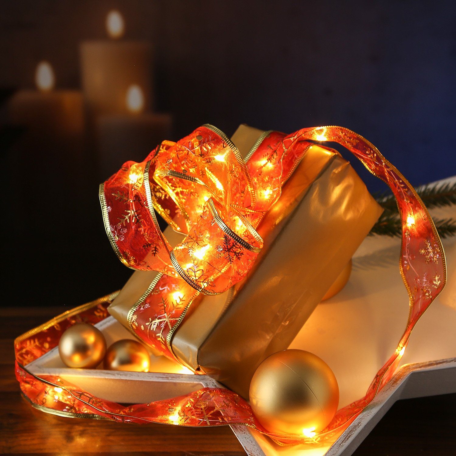 MARELIDA LED-Lichterkette LED Seidenband Geschenkband Schleifenband 30 LED günstig online kaufen