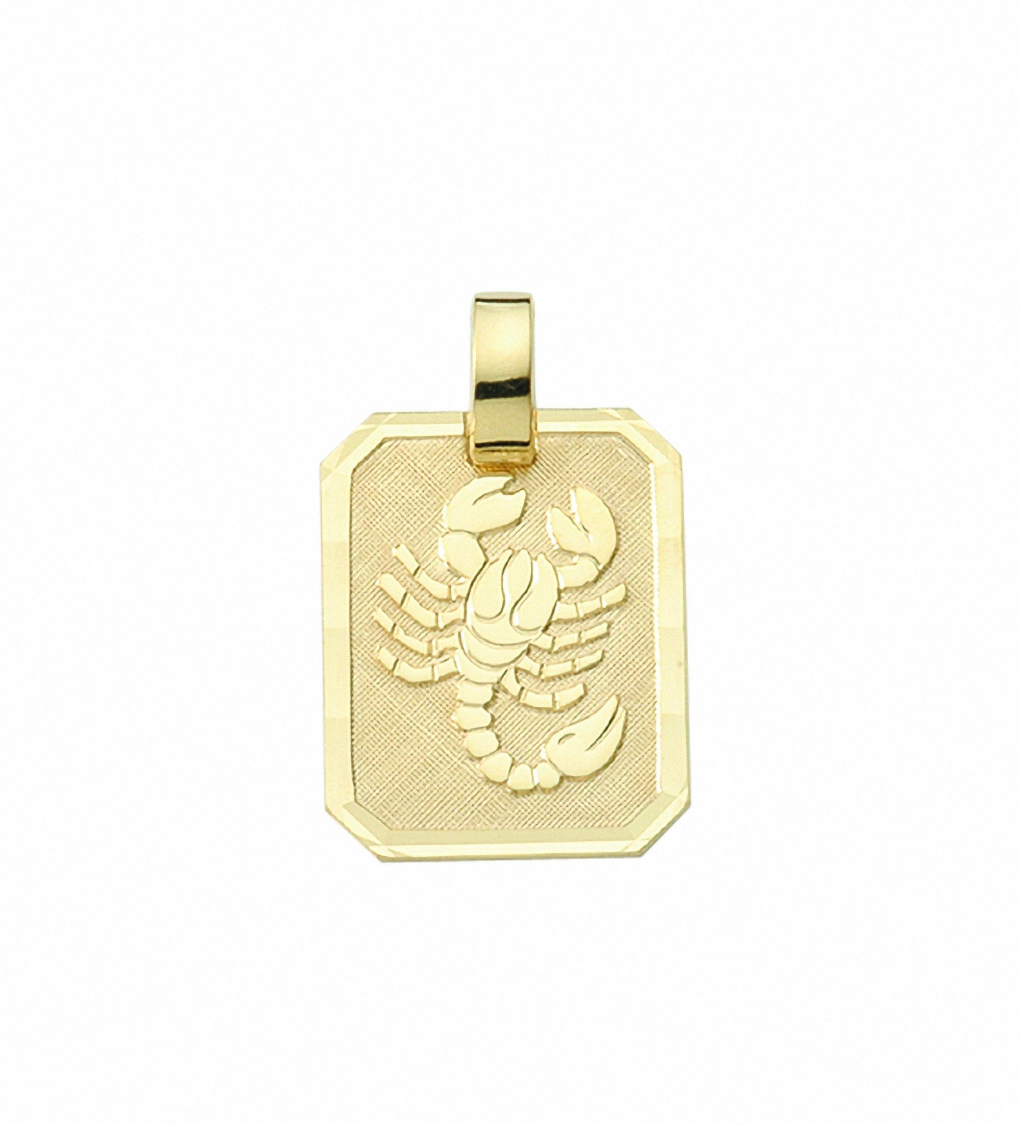 Anhänger mit Adelia´s Kette Halskette - Skorpion, Schmuckset Sternzeichen Anhänger Set Gold mit 333
