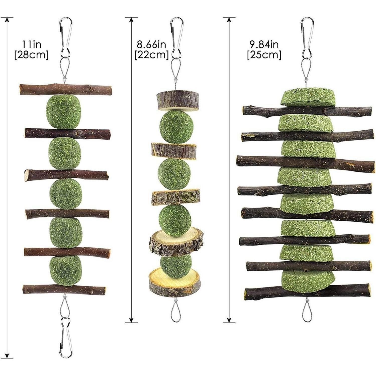LuxusKollektion Snackball Kaninchen Kauspielzeug 11 Stück Holz Spielzeug Apfel Kauen Grasball