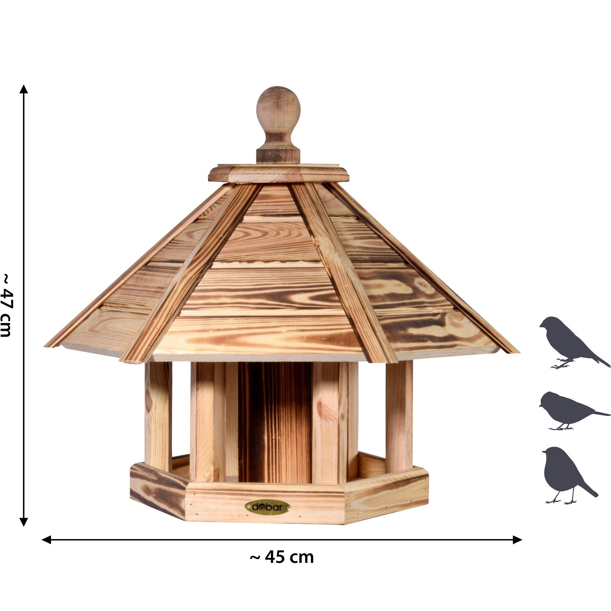 dobar Vogelhaus Vogelhaus sechseckig zum Aufstellen, geflammt