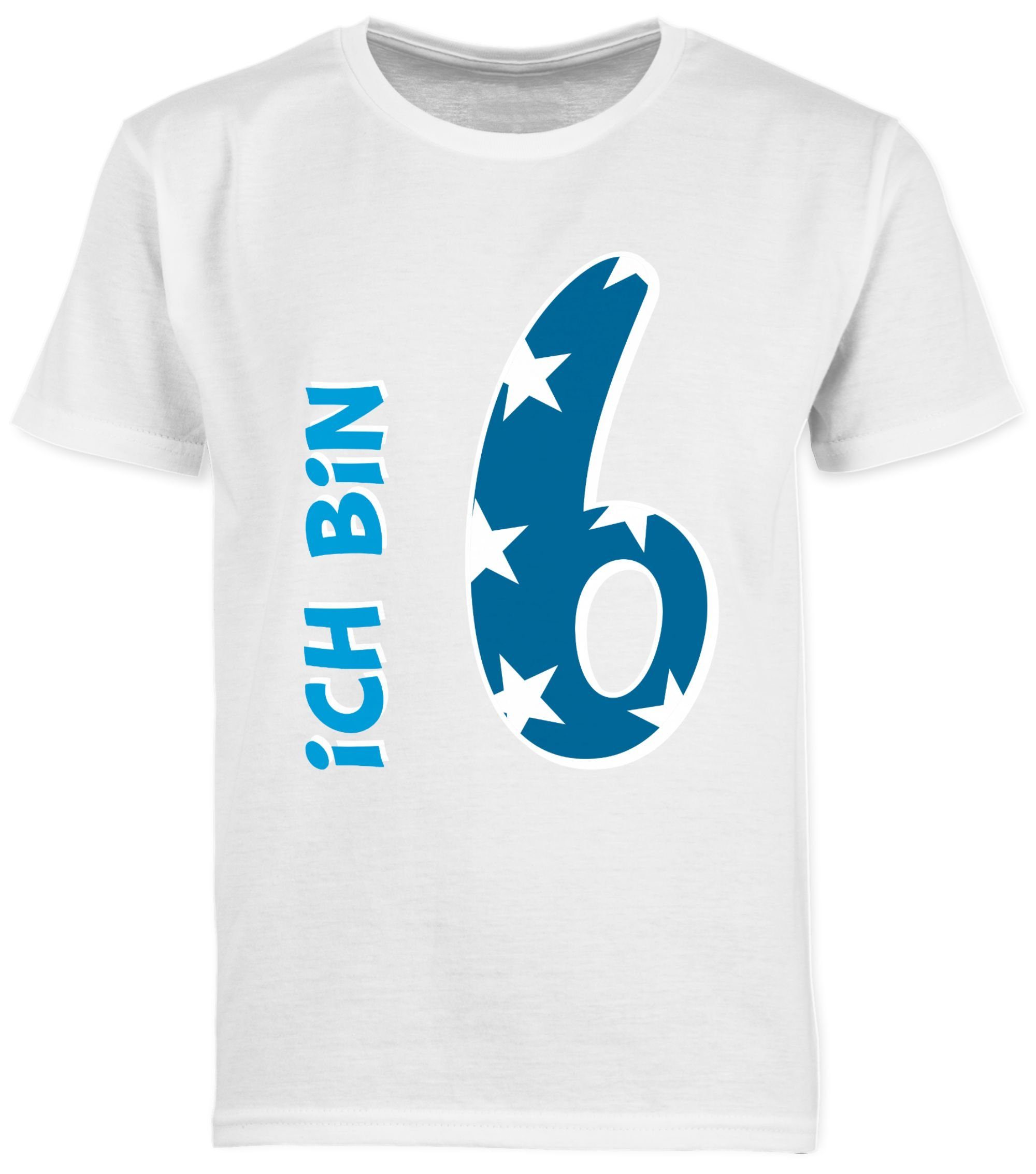 Geburtstag Shirtracer T-Shirt 03 Junge Weiß Ich 6. bin sechs Blau