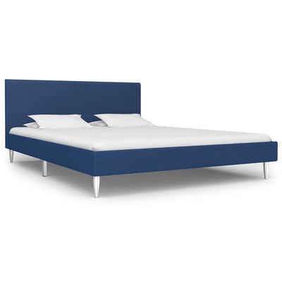 vidaXL Bett Bettgestell Blau Stoff 140 x 200 cm