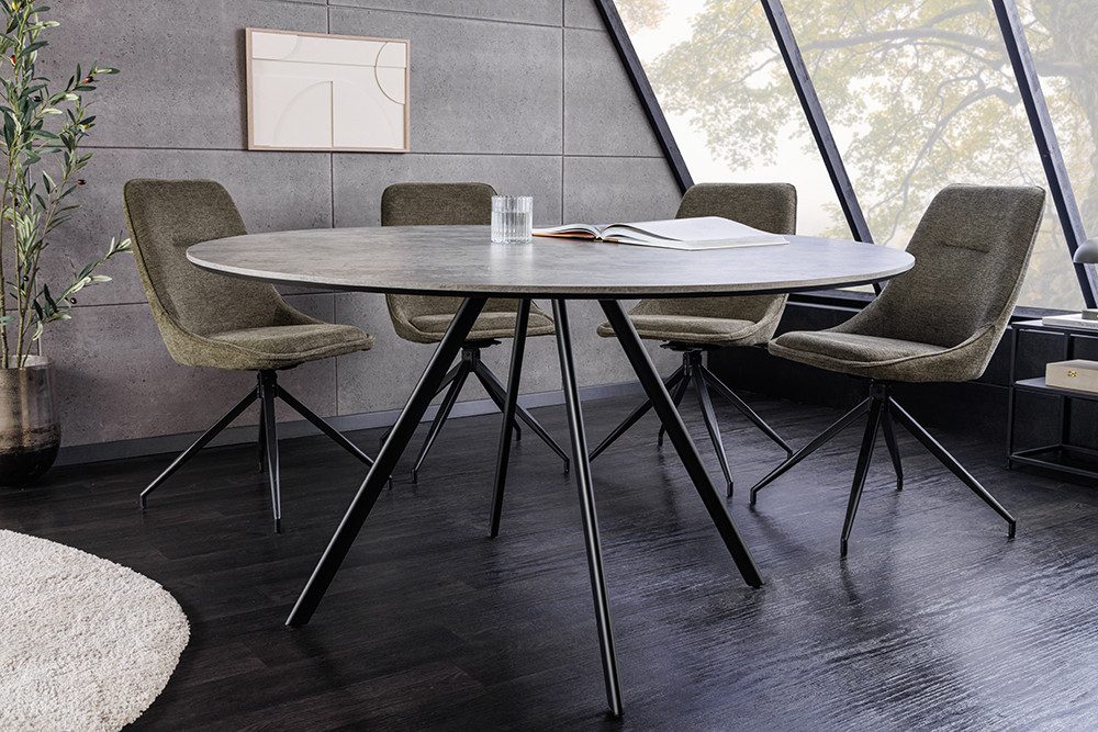 riess-ambiente Esstisch ATELIER 120cm grau / schwarz - Beton-Design, Metall, rund, 4 Personen (Einzelartikel, 1-St), moderner Tisch - ideal für Küche, Esszimmer, Wohnzimmer und Büro