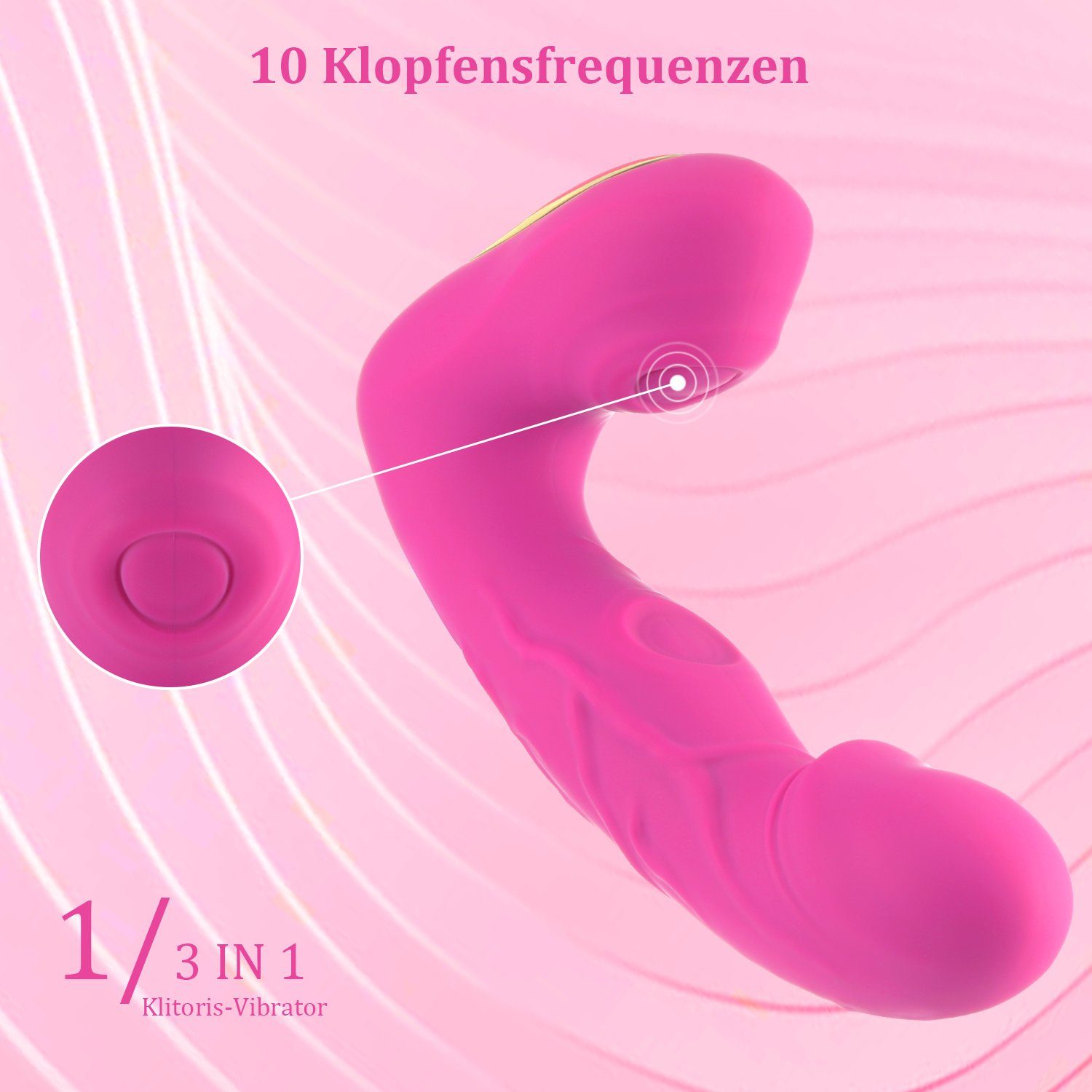 Klopfensmodi Sexspielzeug, Punkt stimulator Vaginal und für G-Punkt-Vibrator 3 LOVONLIVE Dildo Vibrationsmodi Klitoris G 10 10 und 10 in 1 Rosa Frauen Pulsationsmodi Vibrator