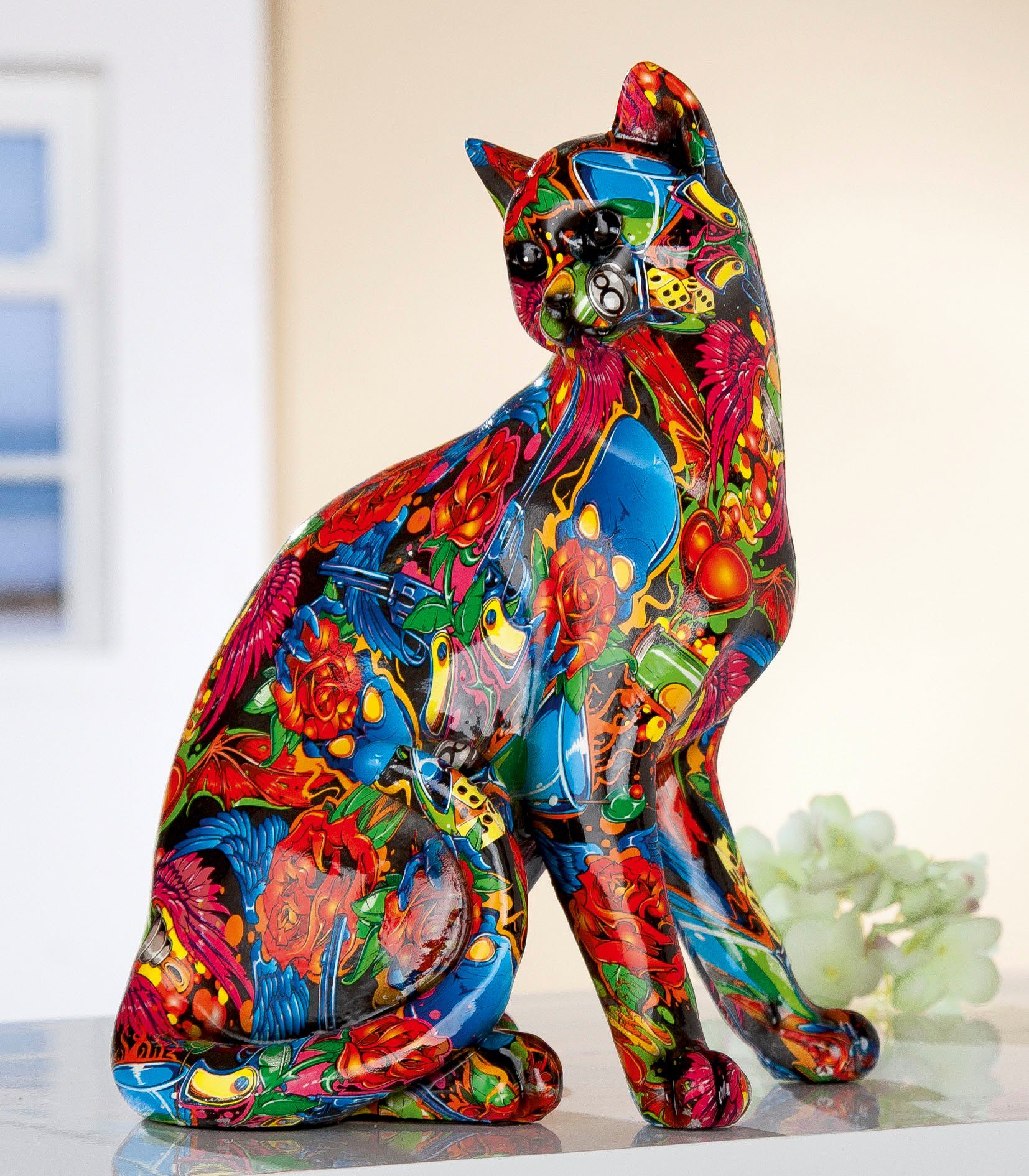 GILDE Dekofigur Figur Pop Art Wohnzimmer St), (1 29 Katze Tierfigur, cm, Dekoobjekt, Höhe
