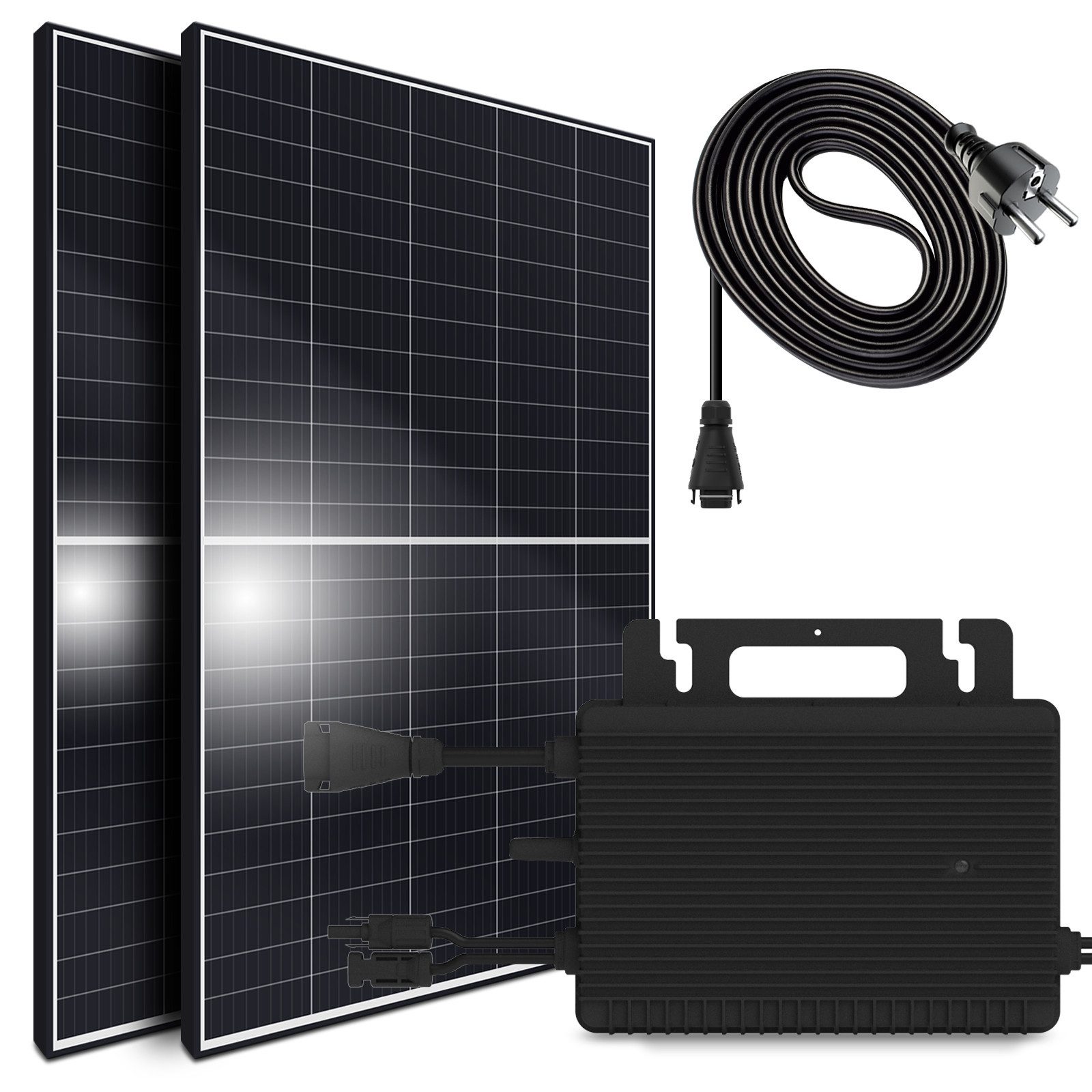 SUNNIVA Balkonkraftwerk Solaranlage 830/800W Set, Monokristallin, (mit HOYMILES Micro- Wechselrichter und 5m Anschlusskabel, WIFI integriert, drosselbar & upgradebar auf 600W oder 800W, 2x 415W Module, steckerfertige Solaranlage mit Solarkabel, Inverter, PV), Photovoltaikanlage Balkon Mini-PV Anlage, Solarpanel, Solarmodul