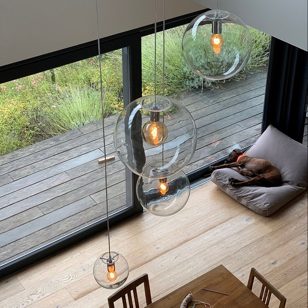 Orb XL s.luce Pendelleuchte Schwarz/Amber Baldachin 8-flammig mit Modular Galerieleuchte