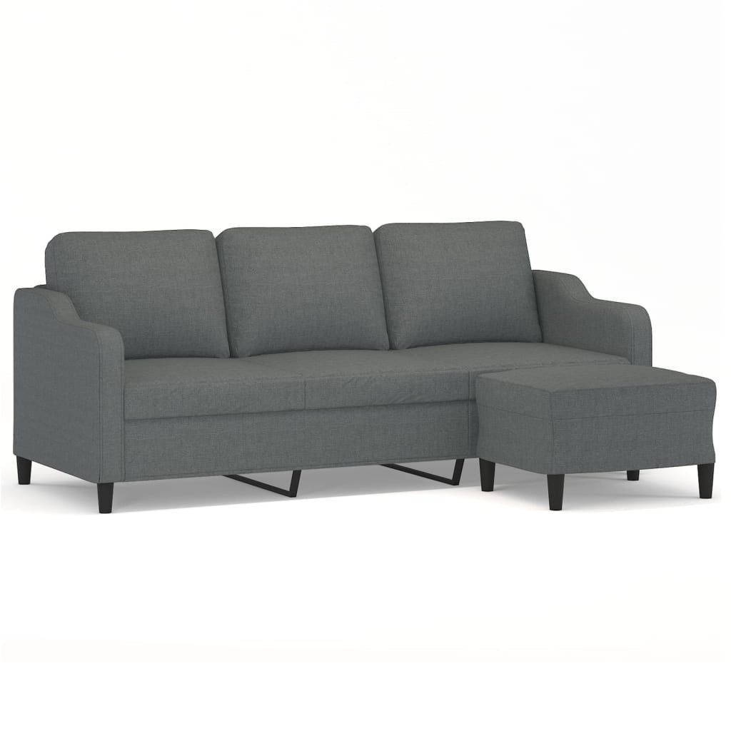 vidaXL Sofa 3-Sitzer-Sofa mit Hocker Dunkelgrau günstig online kaufen