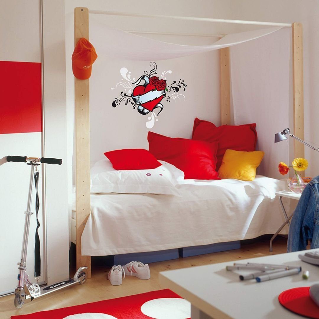 K&L Wall Art Wandtattoo Wandsticker Tattoo Herz und Rose Tribal Tattoos Klebebilder Wandtattoo, Wohnzimmer Wandbild modern
