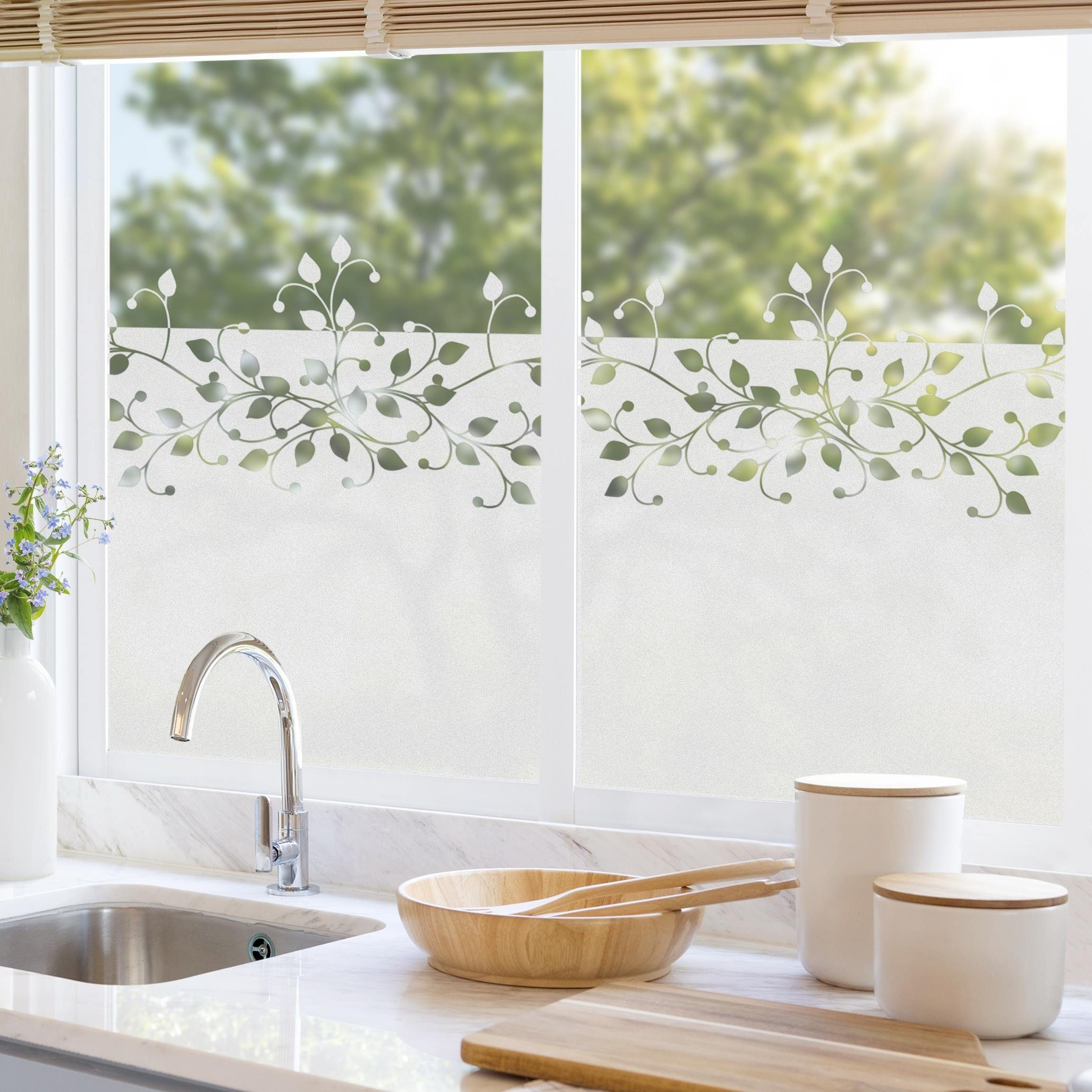 Bilderdepot24 Fensterfolie statisch haftend Motiv Fensterdeko Geschmeidige Ranke Bordüre Blume, blickdicht, Innen Fenster Tür Balkontür Küche Badezimmer Wohnzim – Bild 4 von 5