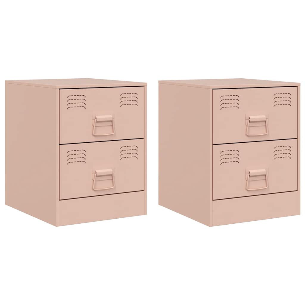 vidaXL Nachttisch Nachttische 2 Stk. Rosa 34,5x39x44 cm Stahl (2-St)