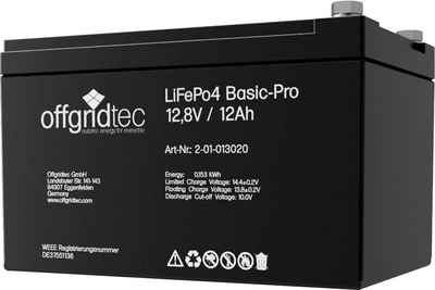 offgridtec LiFePo4 Basic-Pro 12,8V/12Ah/128Wh Akku 154 mAh (12 V), Lithium-Eisenphosphat-Batterie