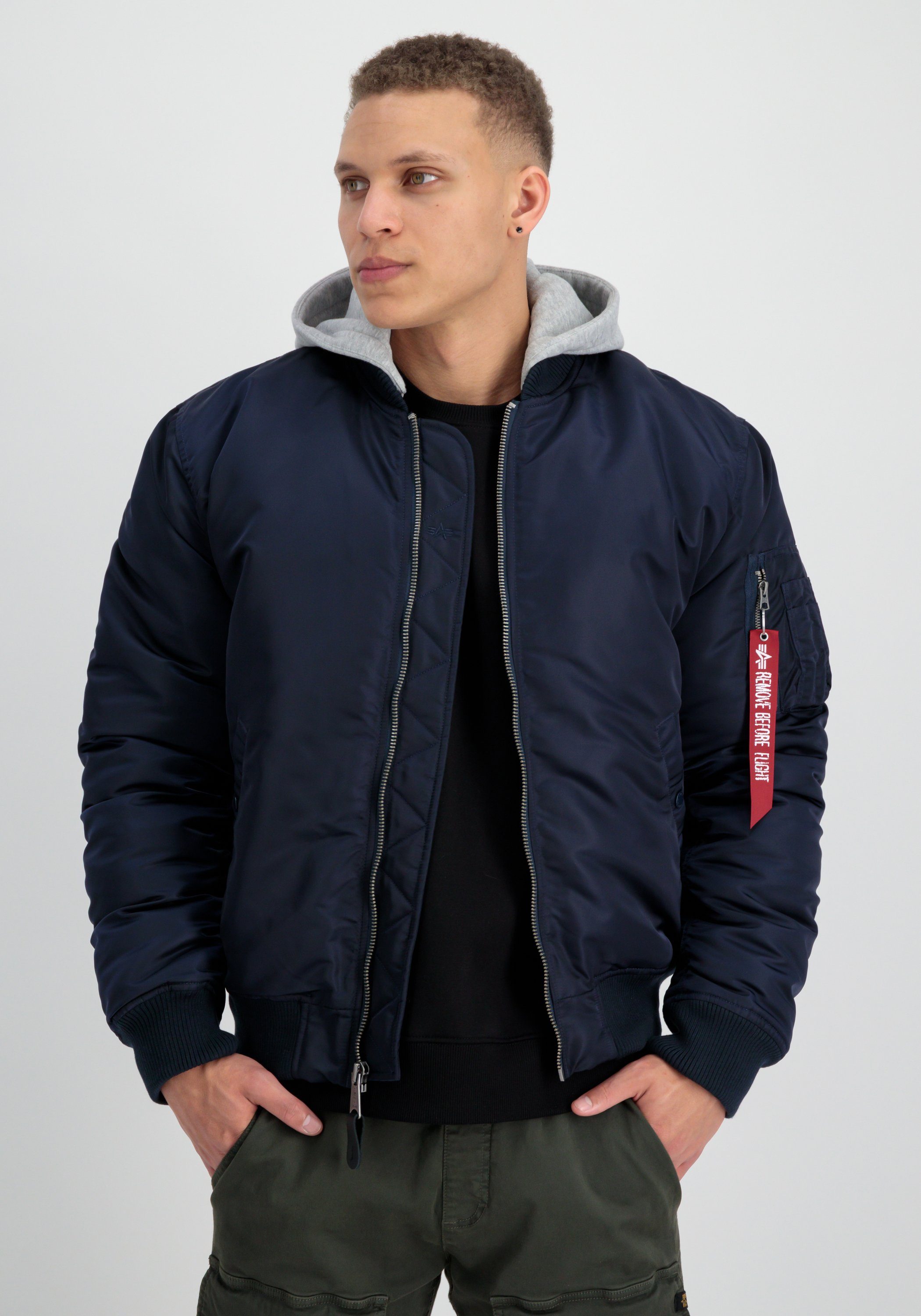 Alpha Industries Bomberjacke MA-1 Zip Hood Back EMB