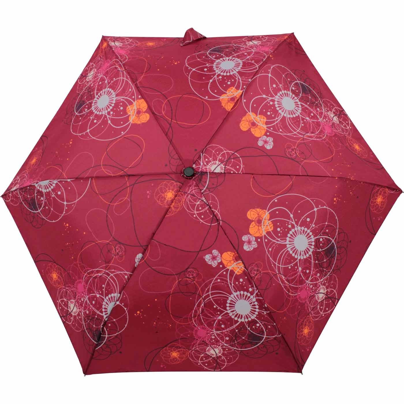 doppler® Taschenregenschirm Super-Mini Havanna und kleiner Damen in besonders jede bordeaux-rot passt Schirm, - Tasche Barcelona, leichter