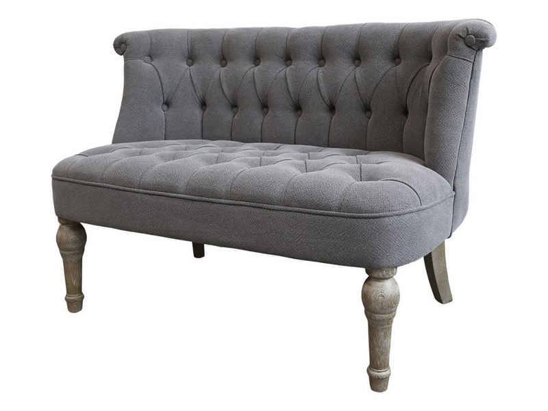 Chic Antique Sofa Französisches Sofa mit Leinenstoff 2-Sitzer grau Vintage L110cm, 1 Teile