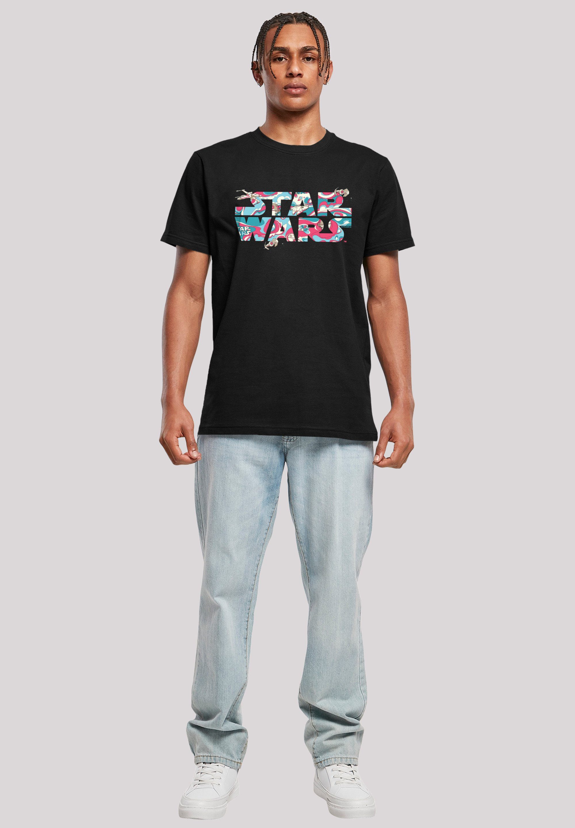 F4NT4STIC Kurzarmshirt Herren Star Wars Wavy Logo (1-tlg) Round Ship T-Shirt with Neck