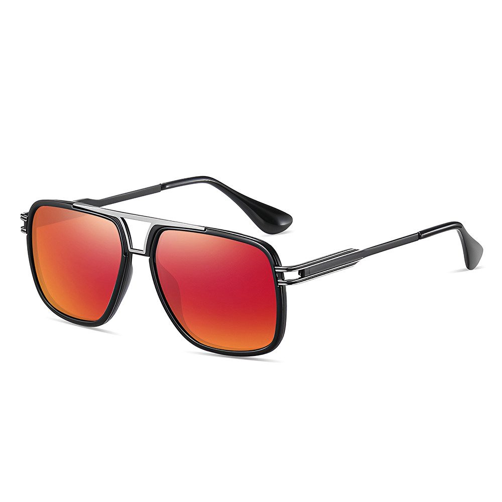 Sonnenbrille Herren UV Schutz Doppelbalkenrahmen Oversized Metall Outdoor