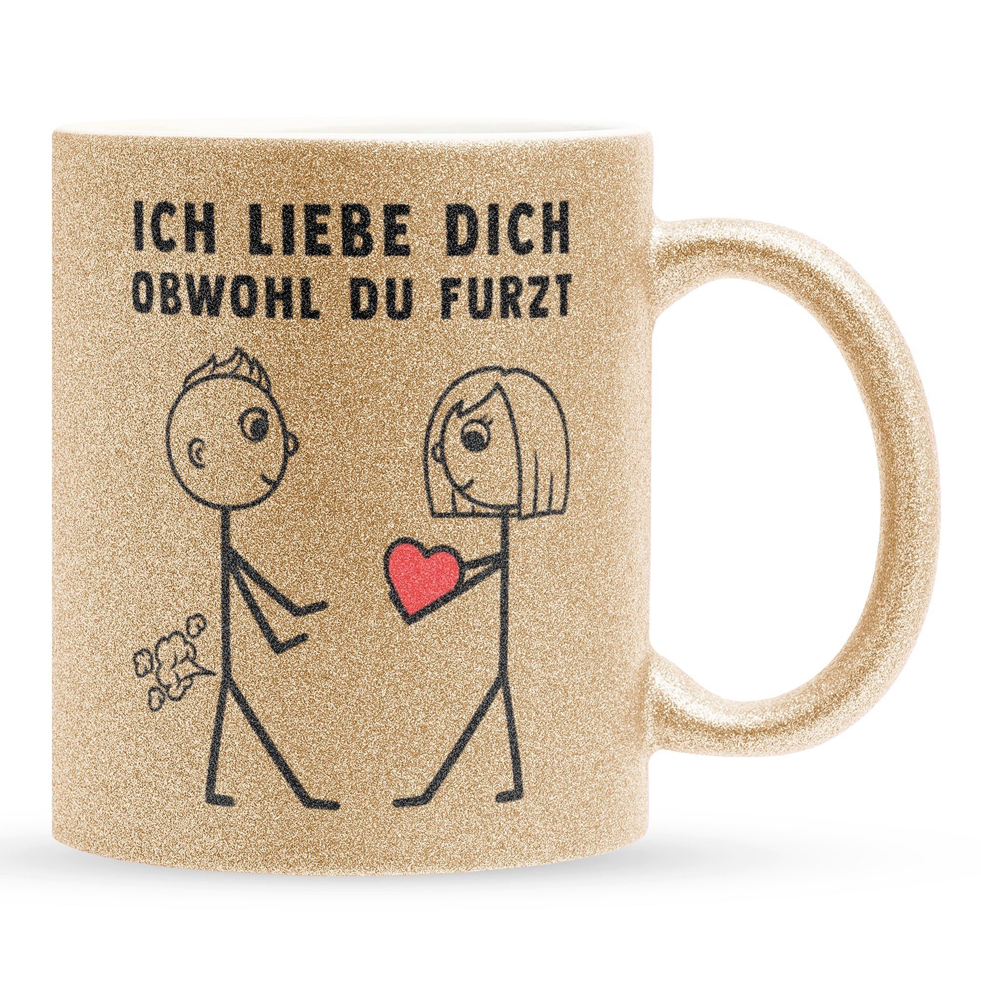 22Feels Tasse Ich Liebe Dich Männer Jahrestag Geschenk Hochzeitstag Valentinstag, Keramik, Glitzertasse, Made in Germany
