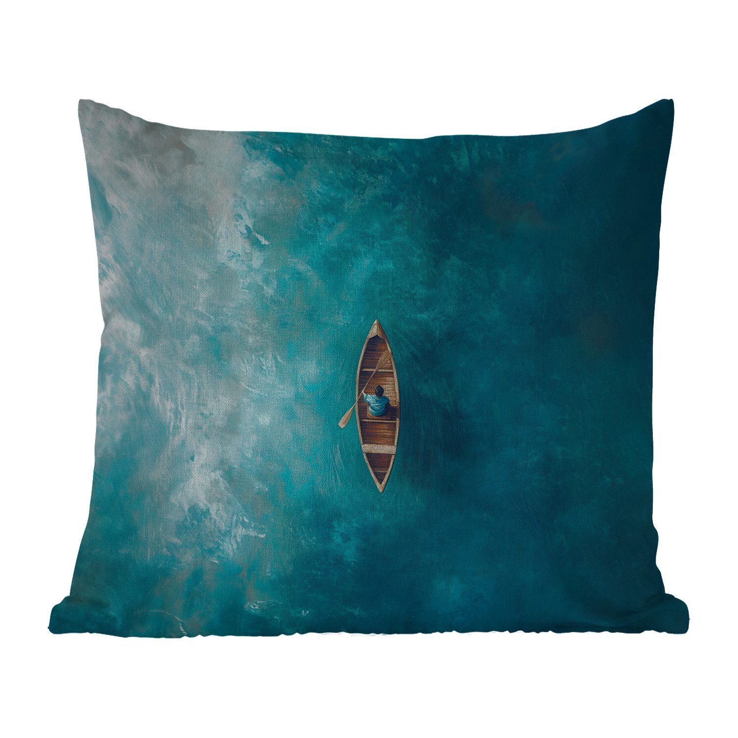 MuchoWow Dekokissen Boot - Wasser - Blau, Kissenbezüge, Kissenhülle, Kissen, Outdoor, 45x45 cm