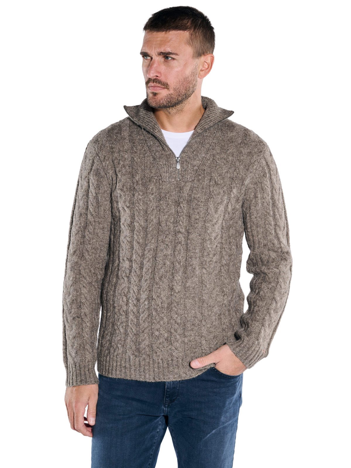 emilio adani Stehkragenpullover emilio adani Herren Pullover mit Troyerkrag günstig online kaufen