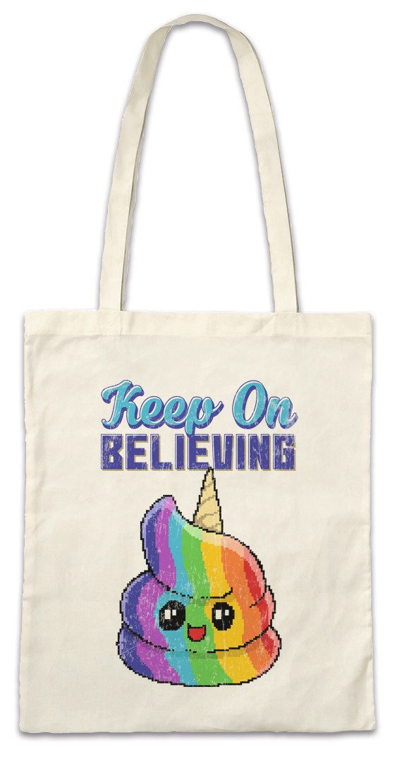 Urban Backwoods Beuteltasche Keep On Believing Stofftasche Einhorn Regenbogen Rainbow Fun Unicorn (1-tlg), Ice Cream Eis Gamer