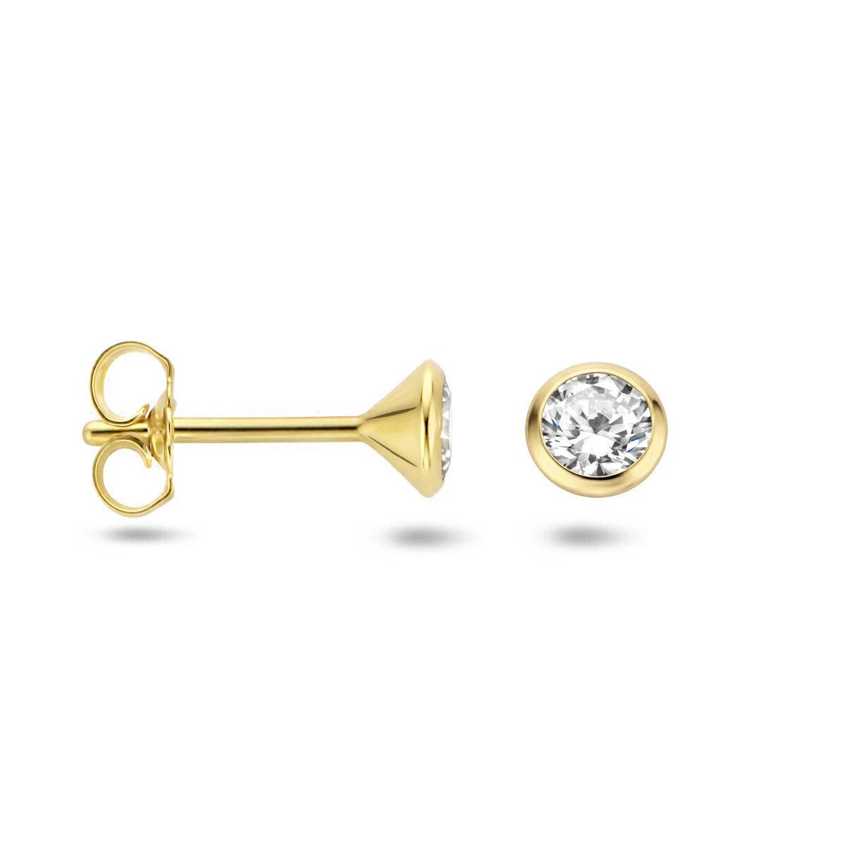 NICEANDnoble Paar Ohrstecker 585er Gelbgold kleine Ohrstecker Zirkonia