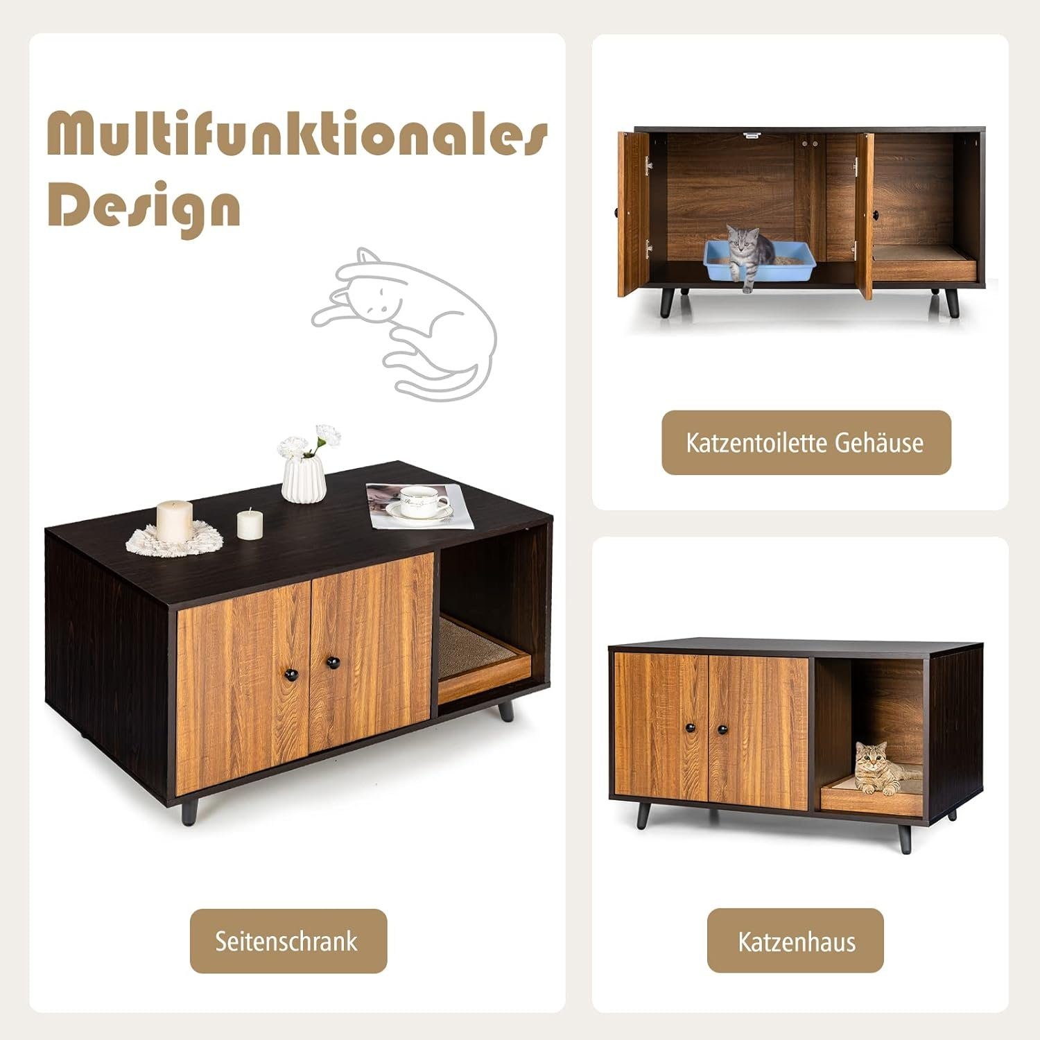 KOMFOTTEU Tierhaus 2 in 1 Katzenschrank, günstig online kaufen