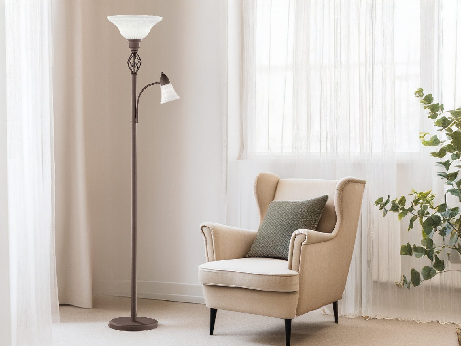 TRIO Leuchten LED Deckenfluter, Dimmfunktion, LED wechselbar, Warmweiß, Ste günstig online kaufen