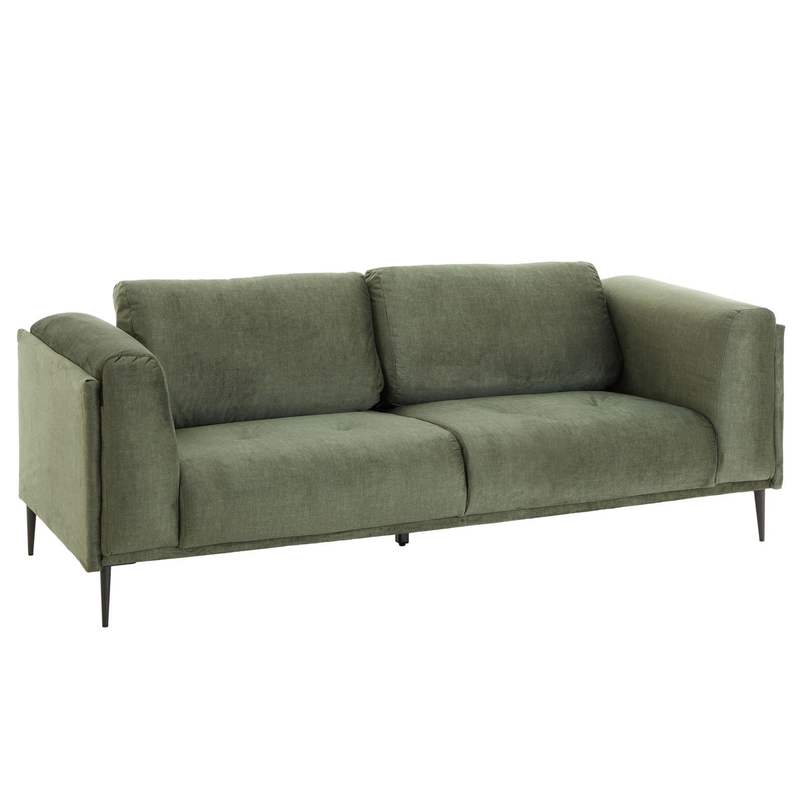 CARO-Möbel 3-Sitzer MAGNA, Sofa Dreisitzer Samt moosgrün mit 2 großen Rückenpolster Couch skandin