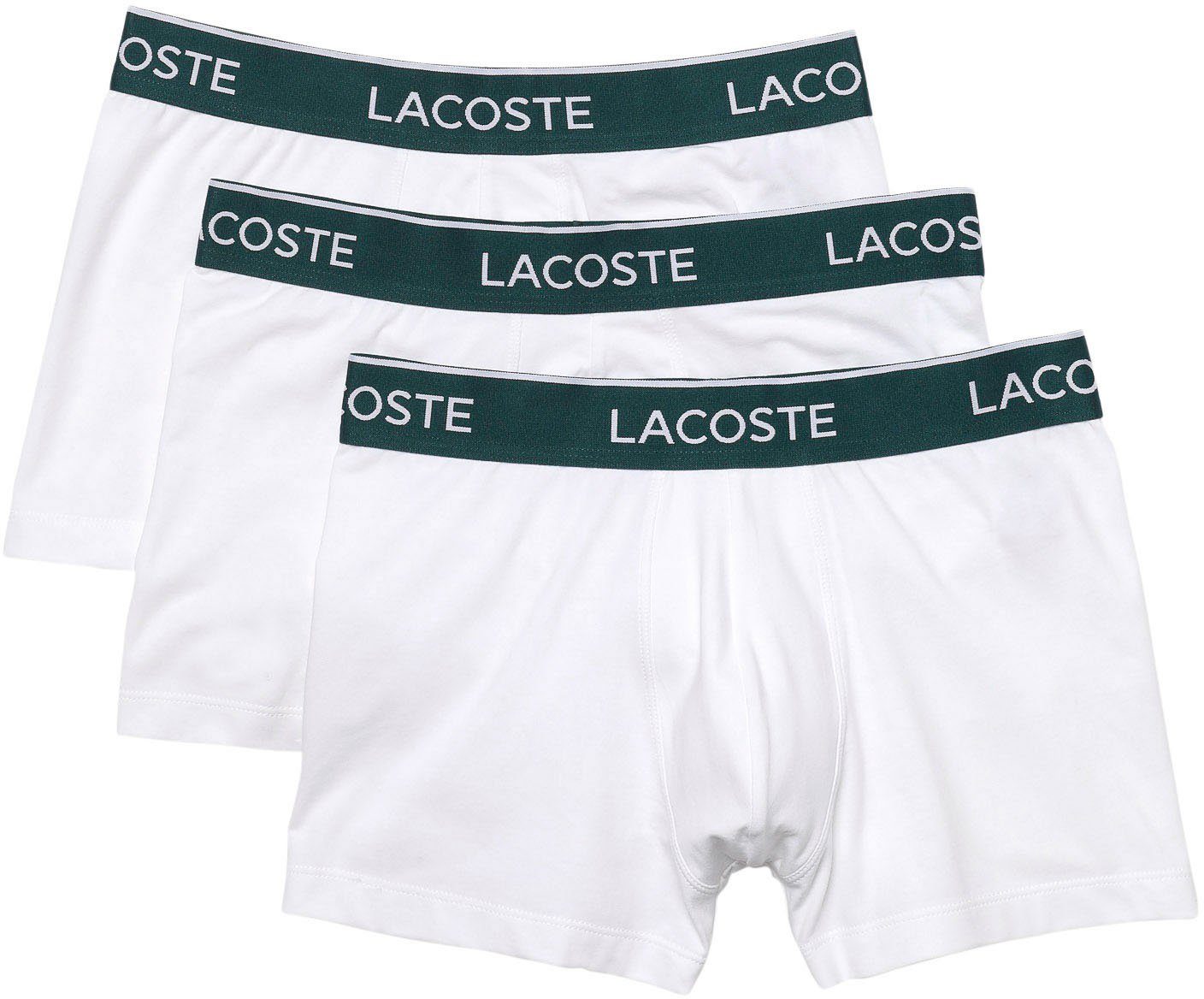 Boxershorts 3-St., Lacoste weiß (Packung, Material Trunk Premium Herren eng atmungsaktivem aus Lacoste 3er-Pack)