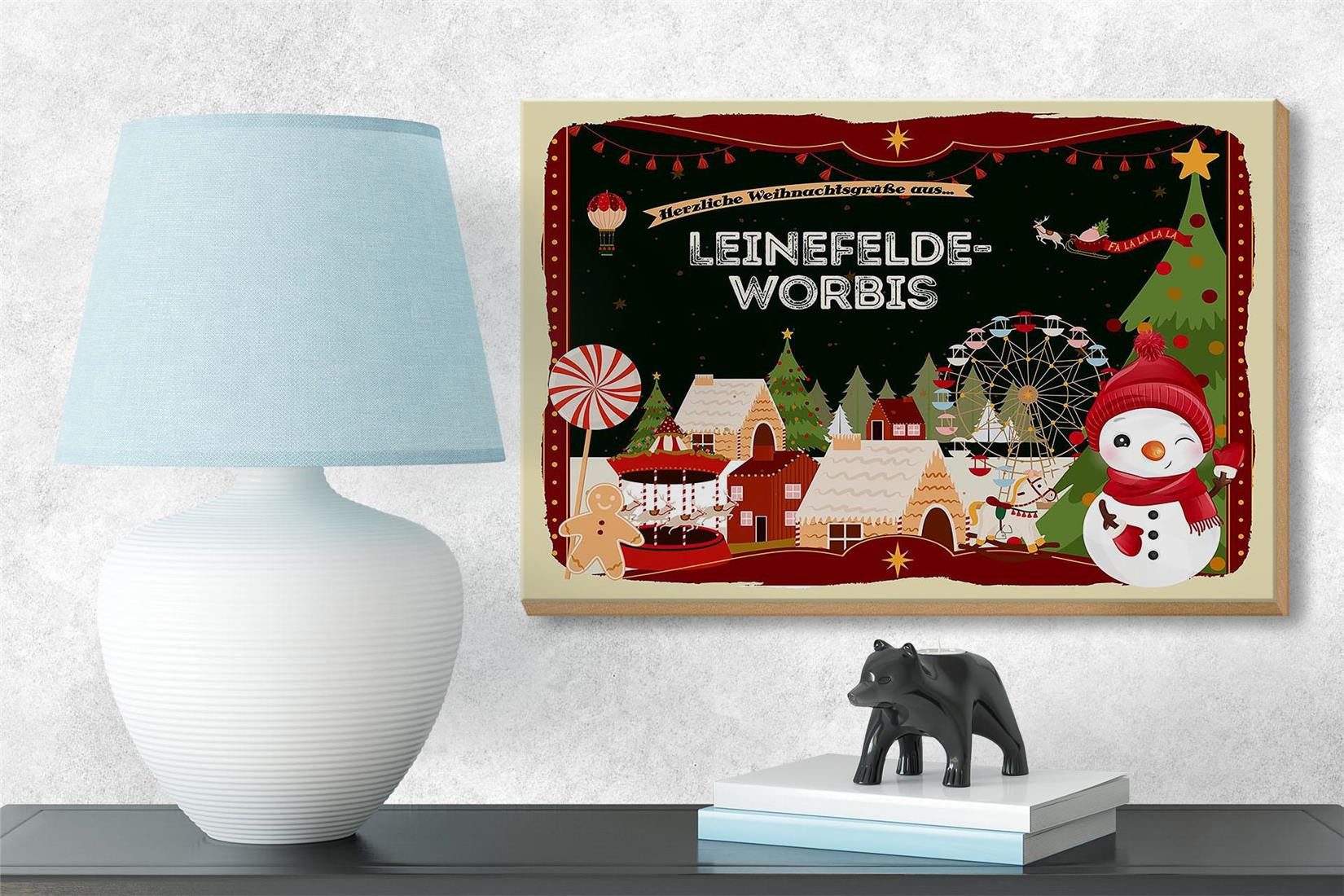 Femer GmbH Holzbild Weihnachten Grüße LEINEFELDE-WORBIS 18x12 cm, Feste und Feiertage (1 St), Glatte Holzfaserplatte (MDF), vorn beschichtet