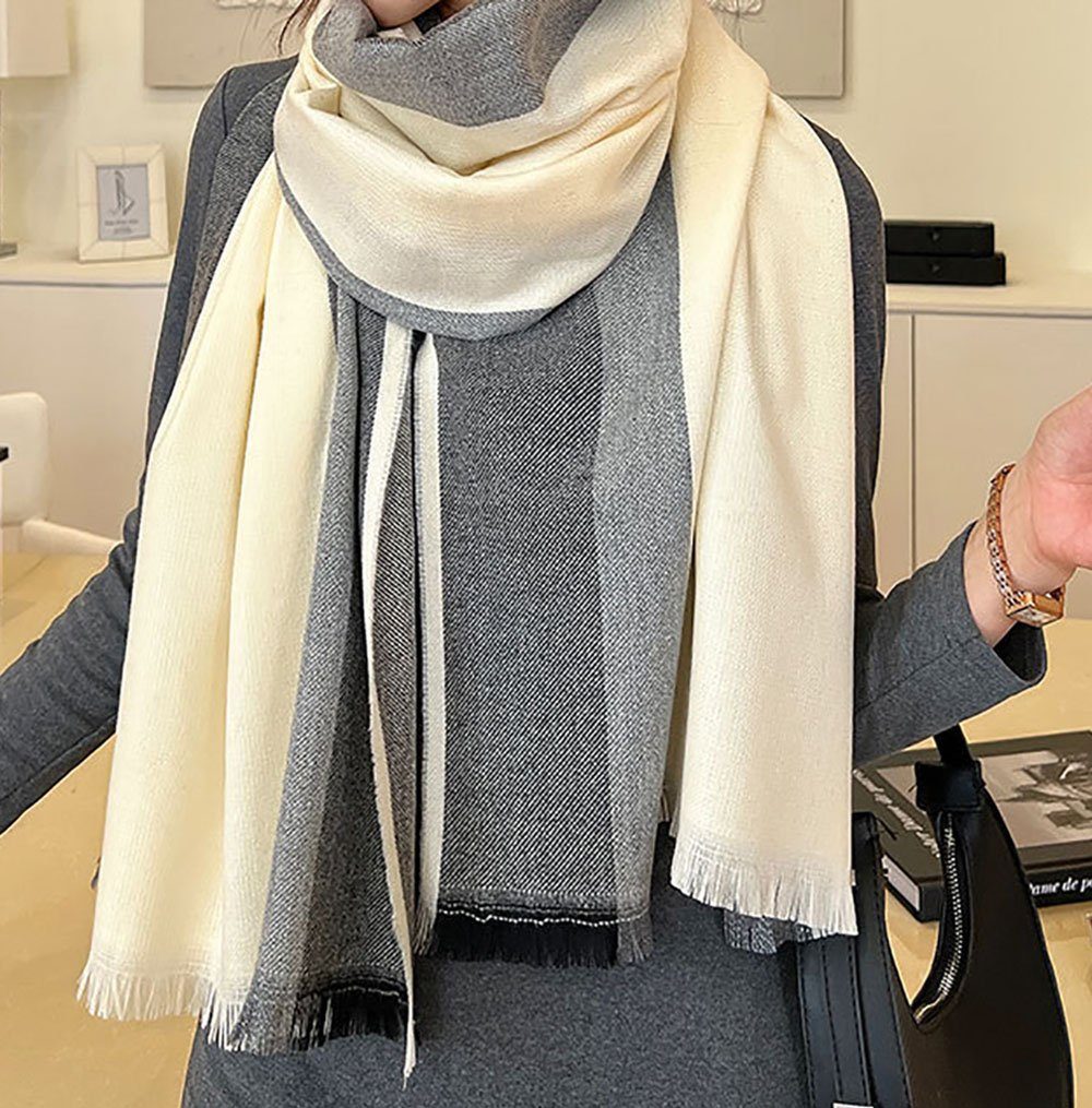 * Schal, warmer und Winter, im vielseitiger UG, Herbst Foulard für Damen Jacquard-Schal 190 cm Halstuch gestreifter Einfacher L.Ru 65