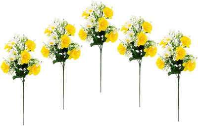 Kunstblume Osterglocken Margeriten Zweig, I.GE.A., Höhe 55 cm, 5er Set Gänseblümchen Narzissen Osterdeko Frühjahrsblumen für Vasen