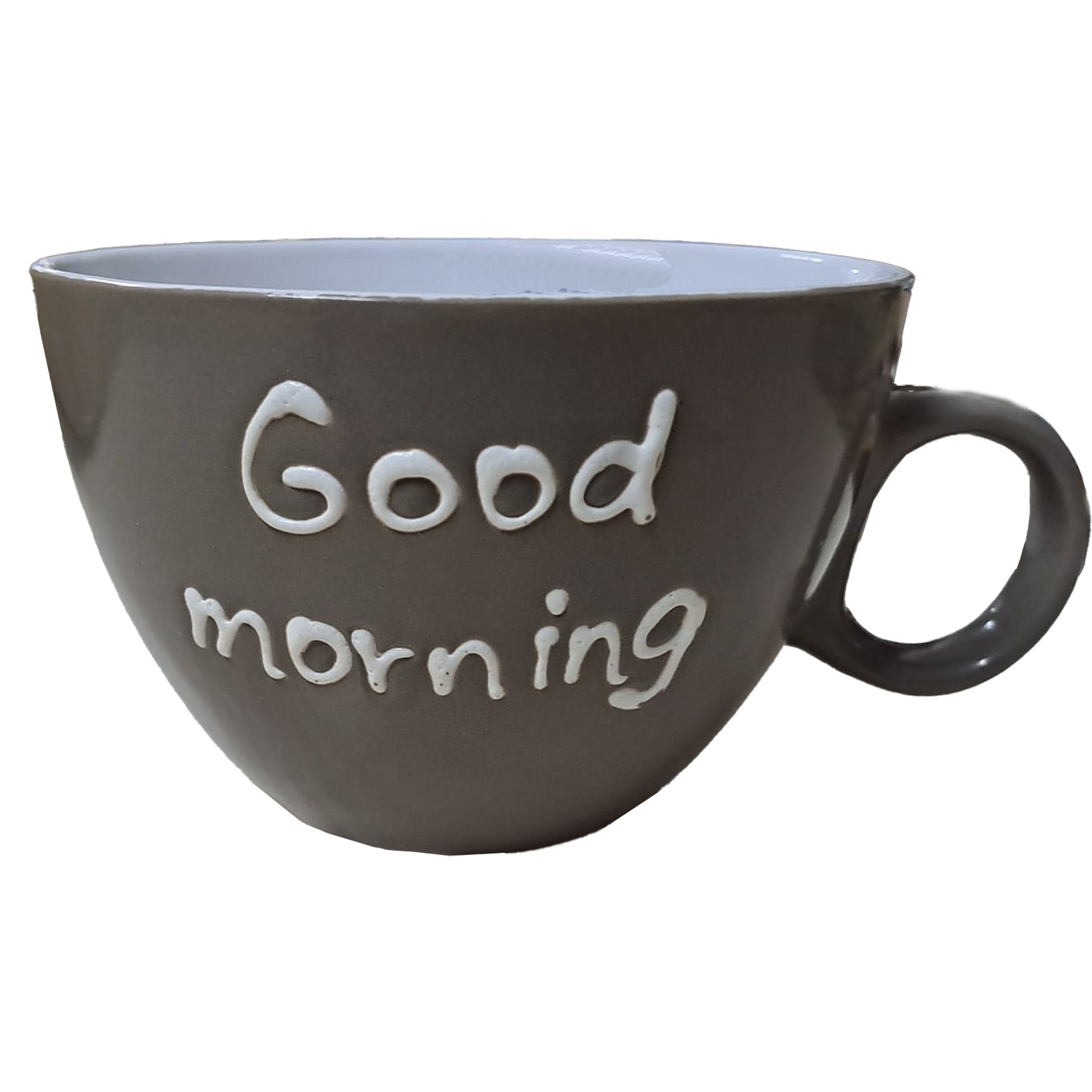 Haus und Deko Geschirr-Set Tasse Becher Good Morning Kaffetasse Steingut Mug Teetasse Milchkaffee (1-tlg), Keramik