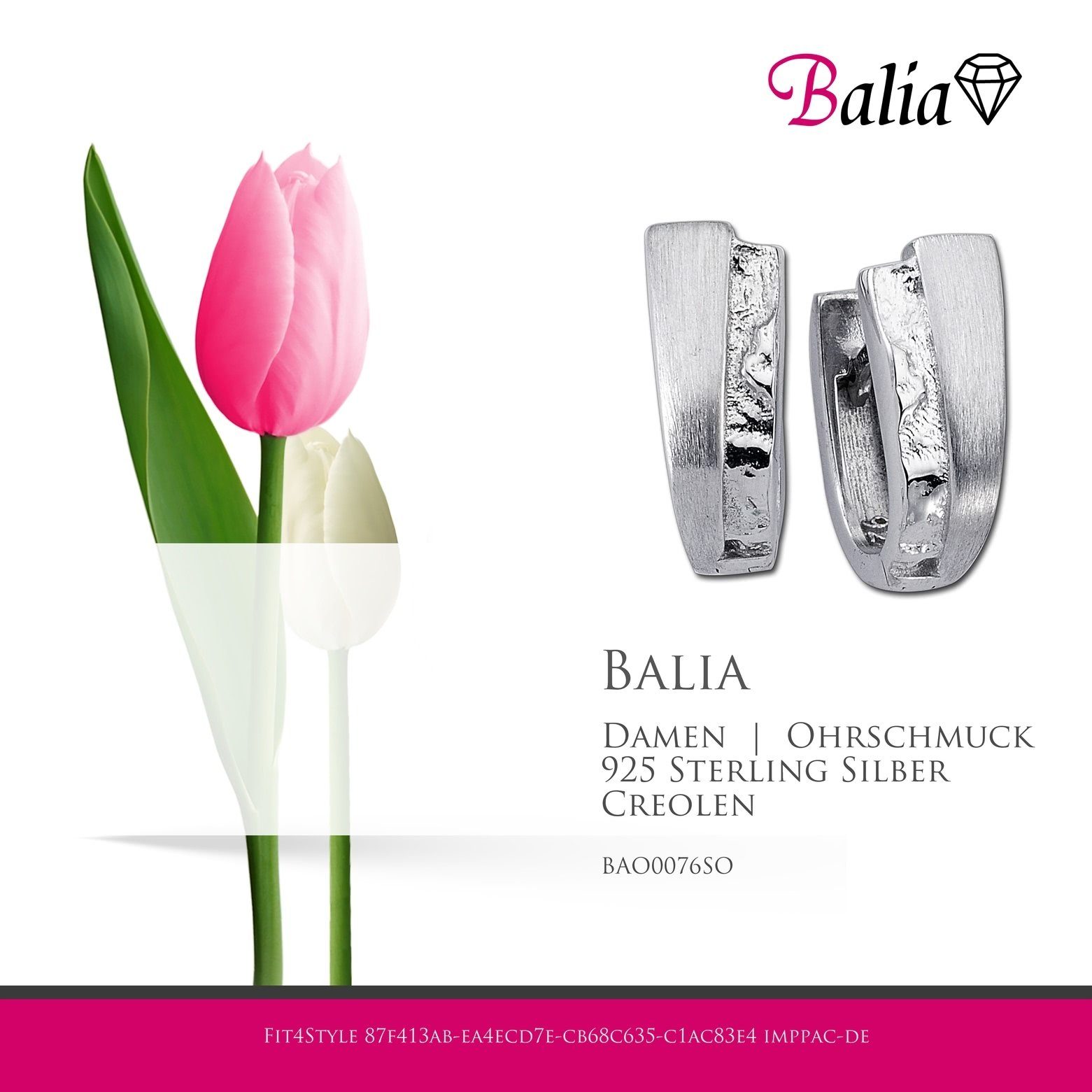 Dreieck Silber aus Damen Creolen Creolen Paar Silber, Balia Balia Creolen weiß,silber 925 für Damen (Creolen), Farbe: glänzend Sterling